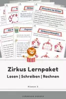 Vorschau - Arbeitsblätter - Zirkus Lernpaket 2. Klasse – 15 Seiten Lesen, Schreiben & Rechnen mit Lösungen - Deckblatt