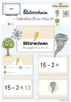 Vorschau - Präsentationen/Tafelbilder - Blitzrechnen (Digitale Tafel) - Subtraktion ZR von 10 bis 20 (Mathe Klasse 1) - Deckblatt