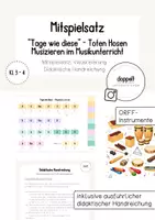 Vorschau - Präsentationen/Tafelbilder - Mitspielsatz: "Tage wie diese" - Toten Hosen | ORFF-Instrumente | Popsongs in Musik - Deckblatt