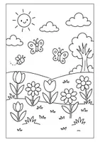 Vorschau - Mal- und Bastelvorlagen - Ausmalbilder Frühling - 10 Bilder Kostenlos | Kunst Grundschule - Seite 3