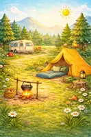 Vorschau - Arbeitsblätter - Camping Morgenroutine für Kids! - Deckblatt