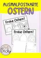 Vorschau - Mal- und Bastelvorlagen - Osterkarte, Ostergrüße (Postkarte zum Ausmalen) - Deckblatt