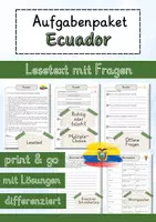Vorschau - Arbeitsblätter - Ecuador Lesetext einfach verständlich mit Aufgaben + Lösungen und Wortspeicher Leseverstehen - Deckblatt