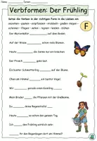 Vorschau - Arbeitsblätter - Übung Verben / Verbformen "Der Frühling" Dreifach differenziert - DaZ / Deutsch - Seite 1
