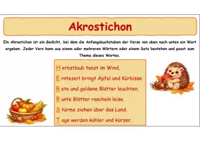 Vorschau - Präsentationen/Tafelbilder - Gedichtformen (Rondell, Elfchen, Haiku, Akrostichon, Sinnesgedicht) – Merkposter Kl. 5/6 - Seite 3