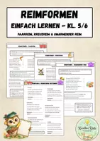 Vorschau - Arbeitsblätter - Materialpaket - Reimformen Kl. 5/6 - Merkplakate & Arbeitsblätter - Paarreim, Kreuzreim & umarmender Reim - Seite 1