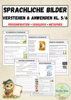 Vorschau - Arbeitsblätter - Sprachliche Bilder in Gedichten verstehen & anwenden (Kl. 5/6) - Personifikation, Vergleich & Metapher - Deckblatt