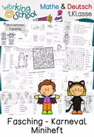 Vorschau - Arbeitsblätter - Fasching & Karneval Klasse 1 | Deutsch & Mathematik Grundschule - Deckblatt