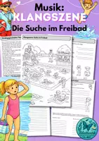 Vorschau - Arbeitsblätter - Musik - Klangszene Sommer im Freibad | Klasse 3–4 | Klangbild, Soundscape - Deckblatt