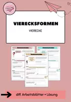 Vorschau - Arbeitsblätter - Übungsaufgaben zu Vierecksformen - Deckblatt