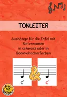 Vorschau - Poster - Tonleiter - Notenlehre - Tafelkarten in schwarz oder Boomwhackerfarben ~ Grundschule Musik - Deckblatt