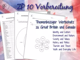 Vorschau - Arbeitsblätter - ZP10 Wortschatz Englisch: Vocabulary Great Britain and Canada - Listen und Übungen - Deckblatt