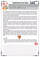 Vorschau - Arbeitsblätter - Social Media -friendship and social media - create a social media post - digital media communication group work - worksheets with solutions (grades 8 9 10) - Seite 1