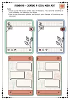 Vorschau - Arbeitsblätter - Social Media -friendship and social media - create a social media post - digital media communication group work - worksheets with solutions (grades 8 9 10) - Deckblatt