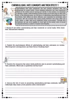 Vorschau - Arbeitsblätter - Social Media - cyberbullying and hate comments and their effects - bullying - worksheets with solutions (grades 8 9 10) - Seite 1