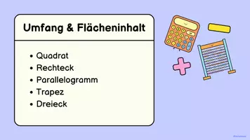 Vorschau - Präsentationen/Tafelbilder - Flächeninhalt & Umfang von Dreiecken und Vierecken - Deckblatt