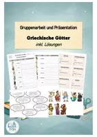 Vorschau - Stundenentwürfe - Griechische Götter - Gruppenarbeit und Präsentation l inkl. Lösungen - Deckblatt