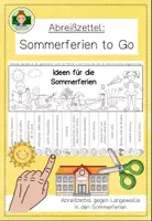 Vorschau - Mal- und Bastelvorlagen - Sommerferien To Go – Abreißzettel gegen Langeweile (Ferien Sommerferien Schuljahresende) - Deckblatt