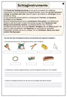 Vorschau - Arbeitsblätter - Schlaginstrumente Arbeitsblatt differenziert - Deckblatt