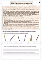 Vorschau - Arbeitsblätter - Holzblasinstrumente Arbeitsblatt differenziert - Deckblatt
