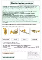 Vorschau - Arbeitsblätter - Blechblasinstrumente Arbeitsblatt differenziert - Seite 1