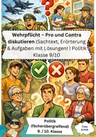 Vorschau - Arbeitsblätter - Wehrpflicht – Pro und Contra Politik Klasse 9/10 - Deckblatt