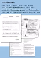 Vorschau - Klassenarbeiten - Klassenarbeit Drama - Besuch der alten Dame Klasse 9 mit EWH -3. Akt 2. Szene - Der Lehrer - Seite 1