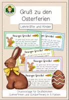 Vorschau - Mal- und Bastelvorlagen - Ostergruß Kärtchen für Schüler und Lehrer (Geschenk zu den Osterferien) - Deckblatt