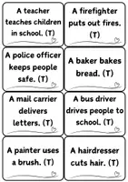 Náhled - Jobs Professions True False Task Cards, 60 ESL Vocabulary - boční 3