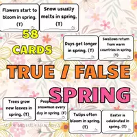Náhled - Spring True False Task Cards, 58 Printable Facts - krycí list