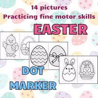 Náhled - 14 Easter Dot Art Pages, Fine Motor Skills Activity - krycí list