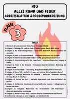 Vorschau - Arbeitsblätter - HSU: Alles rund ums Feuer – Arbeitsblätter mit Lösungen, Probevorbereitung Klasse 3 - Deckblatt
