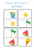 Náhled - Summer Vocabulary Flashcards & I Have Who Has 132 Cards - boční 2