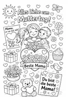 Vorschau - Mal- und Bastelvorlagen - Ausmalbilder Muttertag - Seite 3