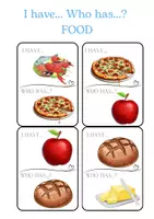 Náhled - Food I Have Who Has Game for Kids, 132 Flashcards, Cards - boční 2
