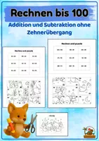 Vorschau - Arbeitsblätter - Rechnen bis 100 2. Klasse – Addition & Subtraktion ohne Zehnerübergang | Mathe Puzzle - Deckblatt