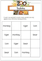 Vorschau - Arbeitsblätter - Englisch Zootiere 2.–3. Klasse – Flashcards, Word Scramble, Sudoku & Kreuzworträtsel | Lesen, Schreiben & Zuordnen (mit Lösungen) | animals - Seite 3
