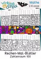 Vorschau - Arbeitsblätter - Halloween Rechenmalblätter Klasse 2 | Zahlenraum 100 Mathematik - Deckblatt