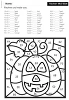 Vorschau - Arbeitsblätter - Halloween Rechenmalblätter Klasse 2 | Zahlenraum 100 Mathematik - Seite 1