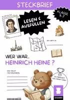 Vorschau - Arbeitsblätter - HEINRICH HEINE - Steckbrief, Arbeitsblatt, Leserverstehen - Deckblatt