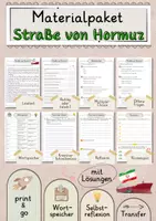 Vorschau - Arbeitsblätter - Straße von Hormuz Lesetext mit Fragen + Lösungen Leseverstehen Wortspeicher didaktische Reserve Lesen Leseverständnis - Deckblatt