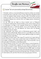 Vorschau - Arbeitsblätter - Straße von Hormuz Lesetext mit Fragen + Lösungen Leseverstehen Wortspeicher didaktische Reserve Lesen Leseverständnis - Seite 3