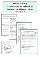 Vorschau - Arbeitsblätter - Zeichensetzung bei Nebensätzen + Lösung - Deckblatt