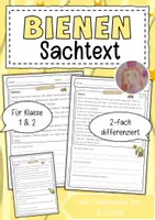 Vorschau - Arbeitsblätter - Sachtext Biene - Deckblatt