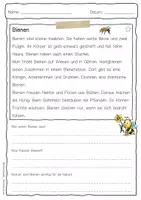 Vorschau - Arbeitsblätter - Sachtext Biene - Seite 1