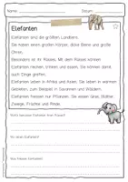 Vorschau - Arbeitsblätter - Sachtext Elefant - Seite 1
