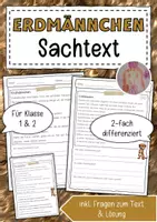 Vorschau - Arbeitsblätter - Sachtext Erdmännchen - Deckblatt