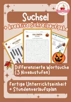 Vorschau - Stundenentwürfe - Suchsel Halloween - Wortsuche + Schreibaufgabe (differenziert) - Deckblatt