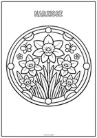 Vorschau - Mal- und Bastelvorlagen - Mandalas mit Frühblühern – Frühlings-Mandalas zum Ausmalen für Kindergarten und Grundschule (PDF) Klasse 1 2 3 4 - Seite 1