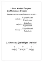 Vorschau - Arbeitsblätter - Trigonometrie und Sinussatz Aufgaben Lösung - Seite 1
